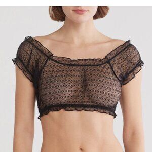 Honeydew Valentina Bra in Black Lace puff-sleeved Bra Top - Size XL - NWT